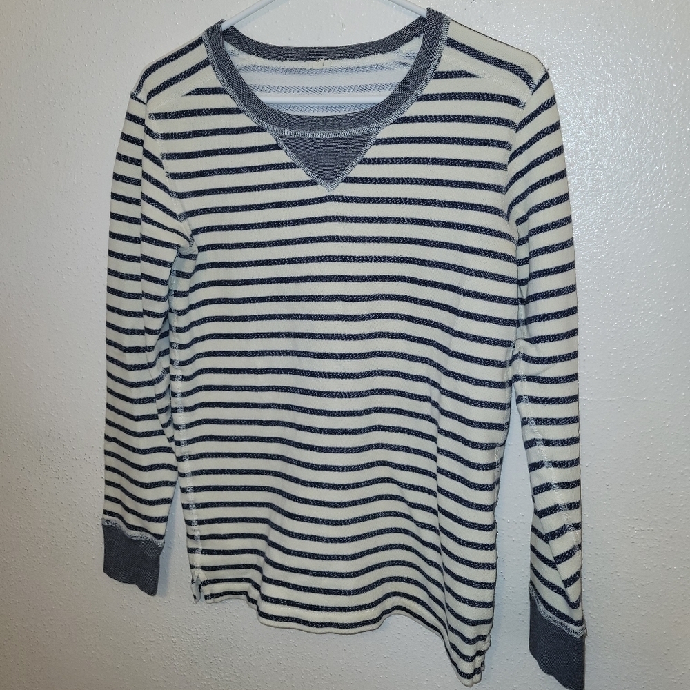J. Crew Striped Top Cotton Navy And White Size Small